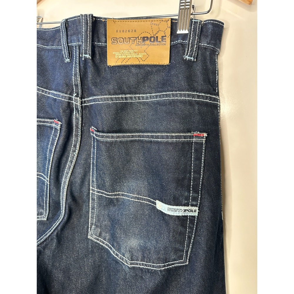 Southpole Authentic Collection Y2K Men's Baggy Wide Leg Jeans Dark Wash 32 x 33 - Picture 8 of 14